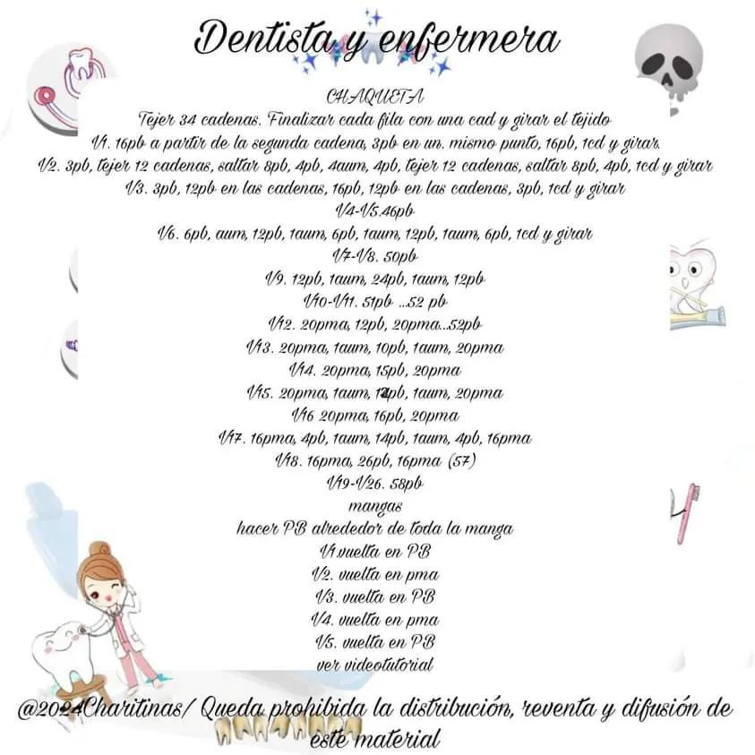 Patrón de Amigurumi Dentista y Enfermera con Instrucciones Completas