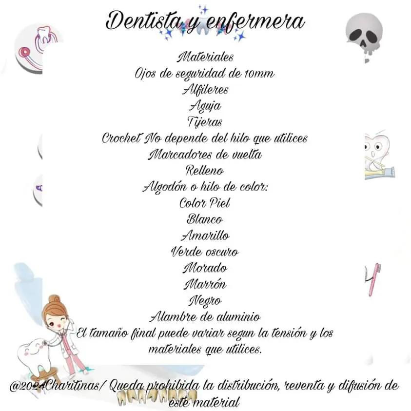 Patrón de Amigurumi Dentista y Enfermera con Instrucciones Completas