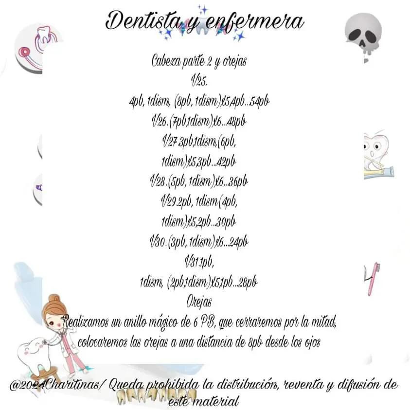Patrón de Amigurumi Dentista y Enfermera con Instrucciones Completas