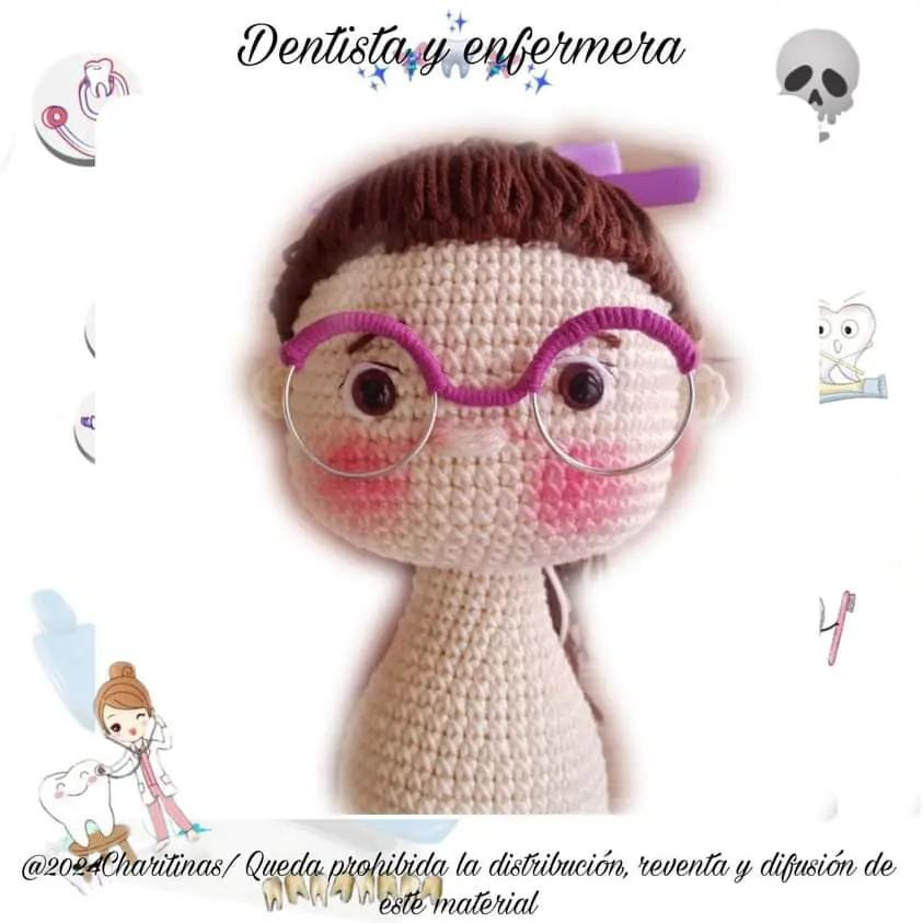 Patrón de Amigurumi Dentista y Enfermera con Instrucciones Completas