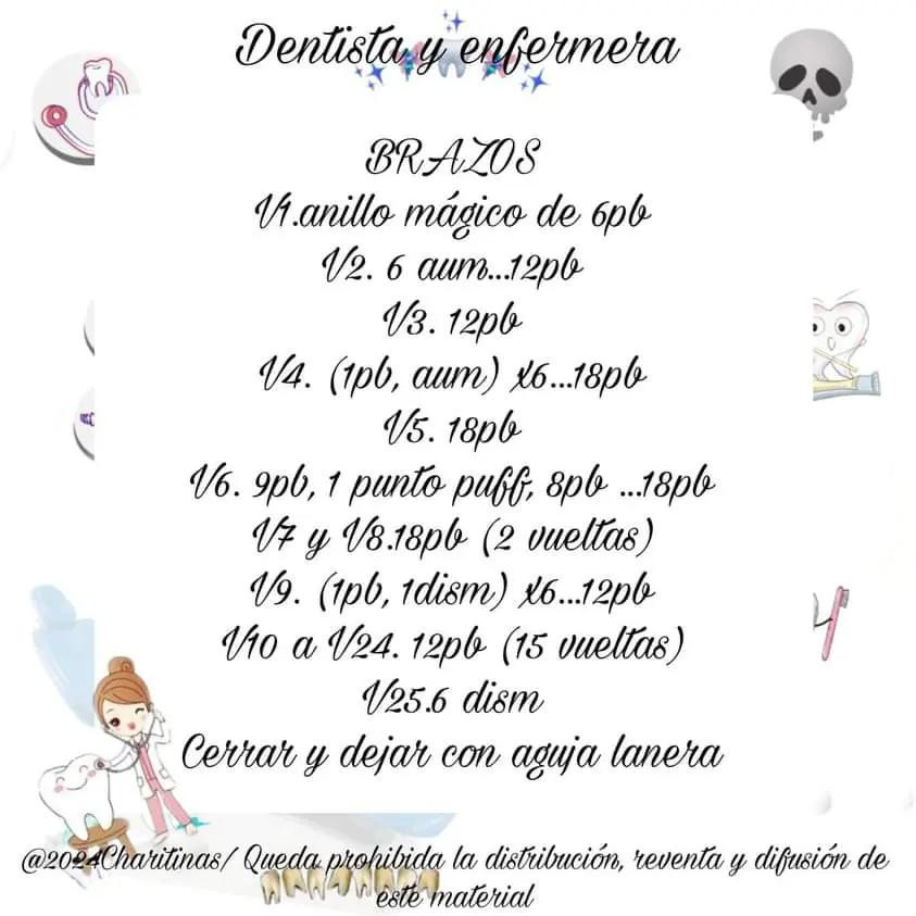 Patrón de Amigurumi Dentista y Enfermera con Instrucciones Completas