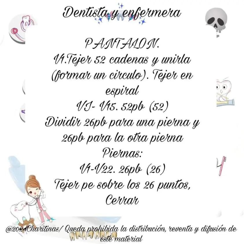 Patrón de Amigurumi Dentista y Enfermera con Instrucciones Completas