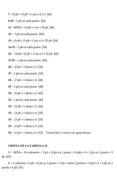 Patrón de Amigurumi Dinosaurio Triceratops Rosa