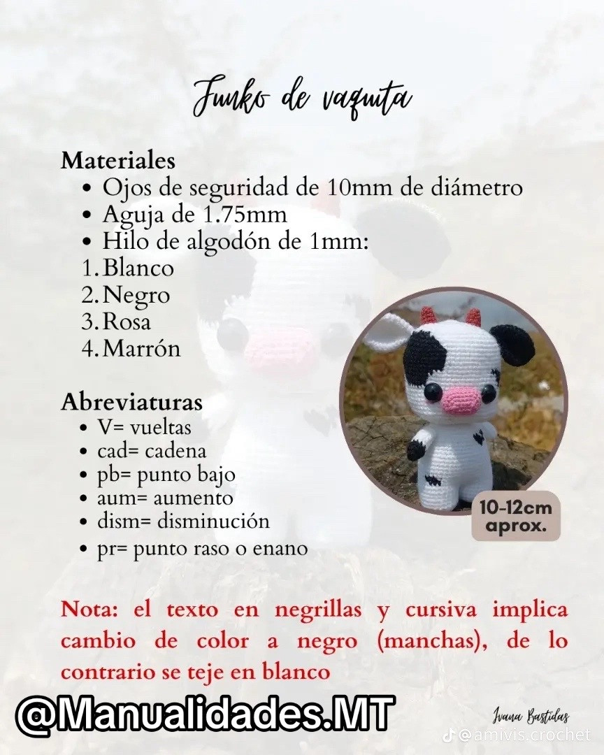 Patrón de Amigurumi Funko Vaquita Gratis