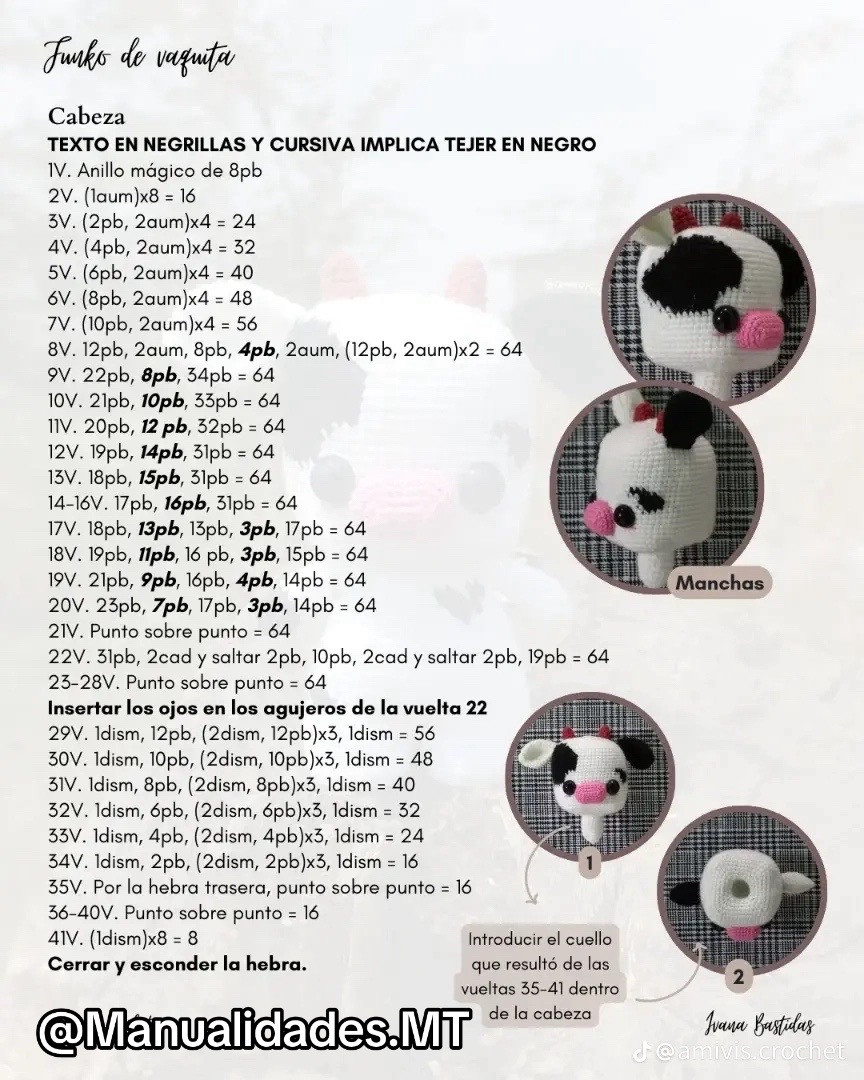 Patrón de Amigurumi Funko Vaquita Gratis