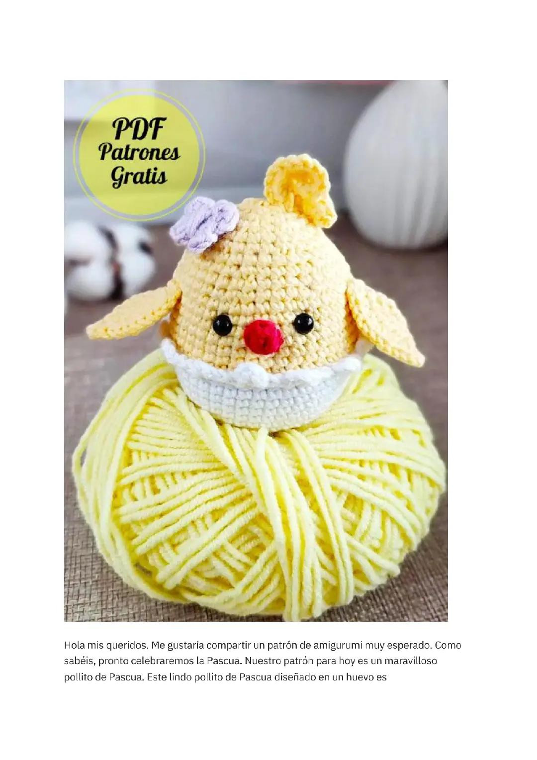 Patrón de Amigurumi Gratis: Pollito de Pascua en Huevo