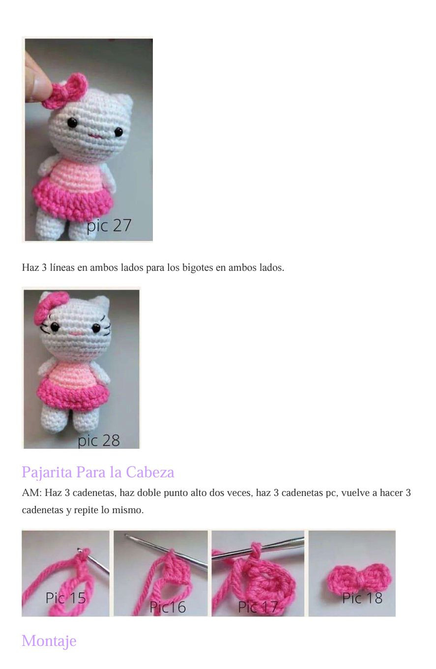 Patrón de Amigurumi Hello Kitty paso a paso gratis