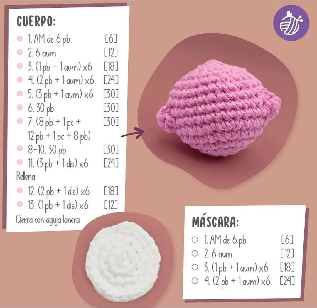 Patrón de Amigurumi: Kirby disfrazado de Jason Voorhees (Llavero)