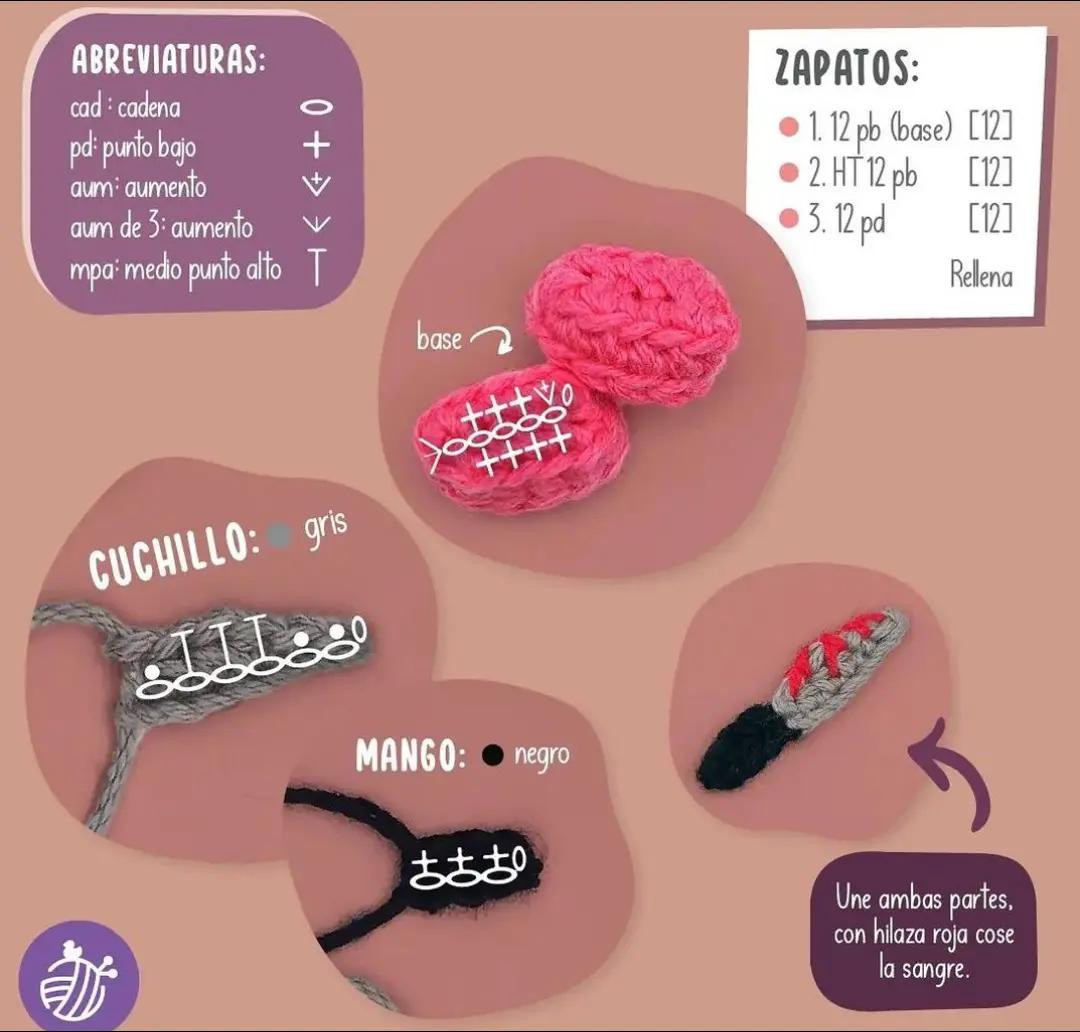 Patrón de Amigurumi: Kirby disfrazado de Jason Voorhees (Llavero)