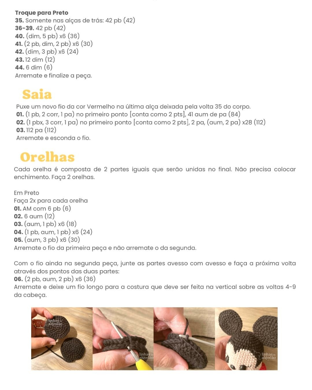 Patrón de Amigurumi Minnie Mouse con Vestido Rojo y Laço