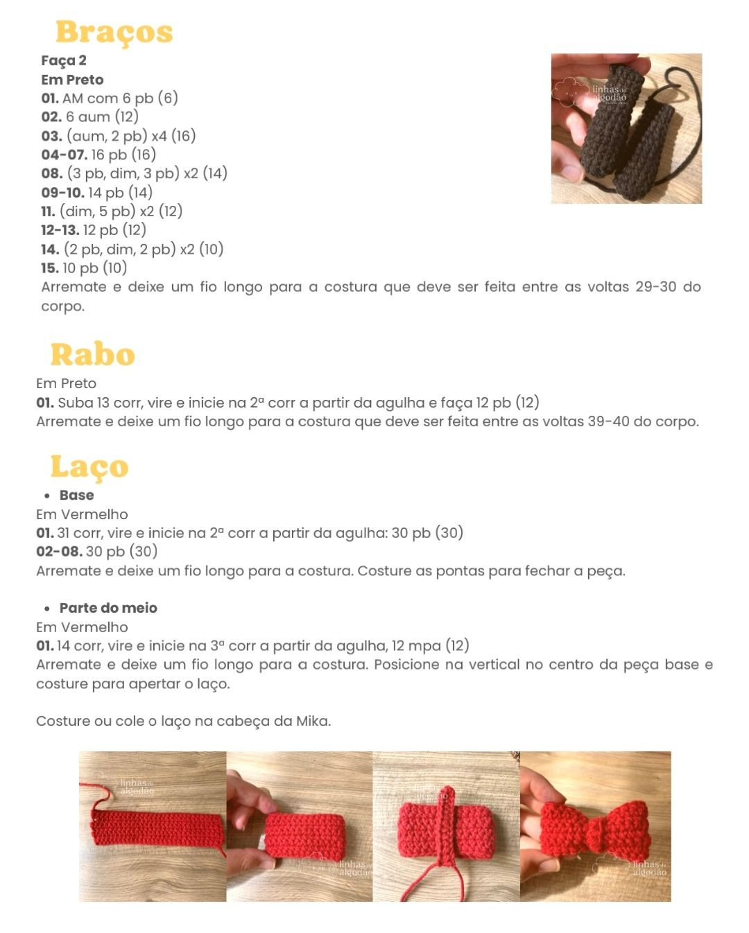 Patrón de Amigurumi Minnie Mouse con Vestido Rojo y Laço