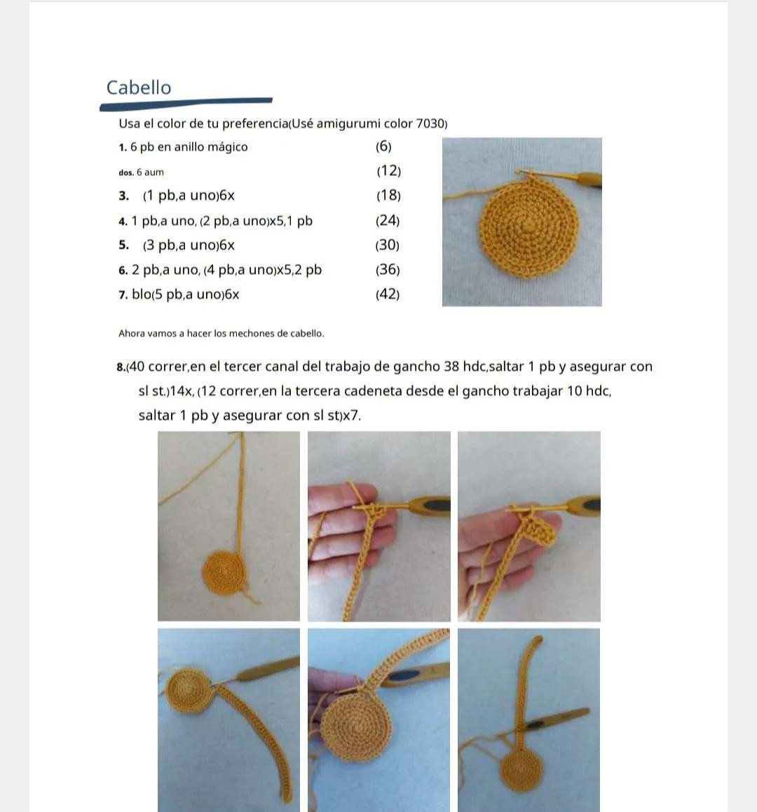 Patrón de Amigurumi: Muñeca con cabello amarillo y vestido azul
