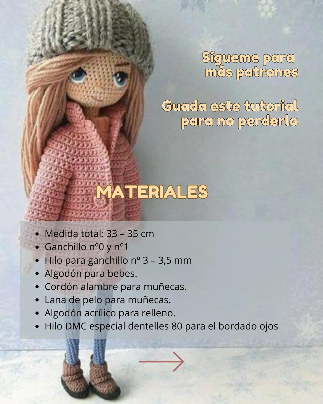 Patrón de Amigurumi Muñeca Nany's con Abrigo Rosa