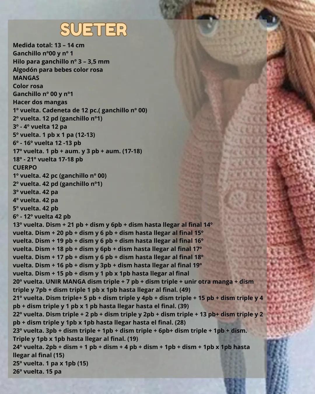 Patrón de Amigurumi Muñeca Nany's con Abrigo Rosa