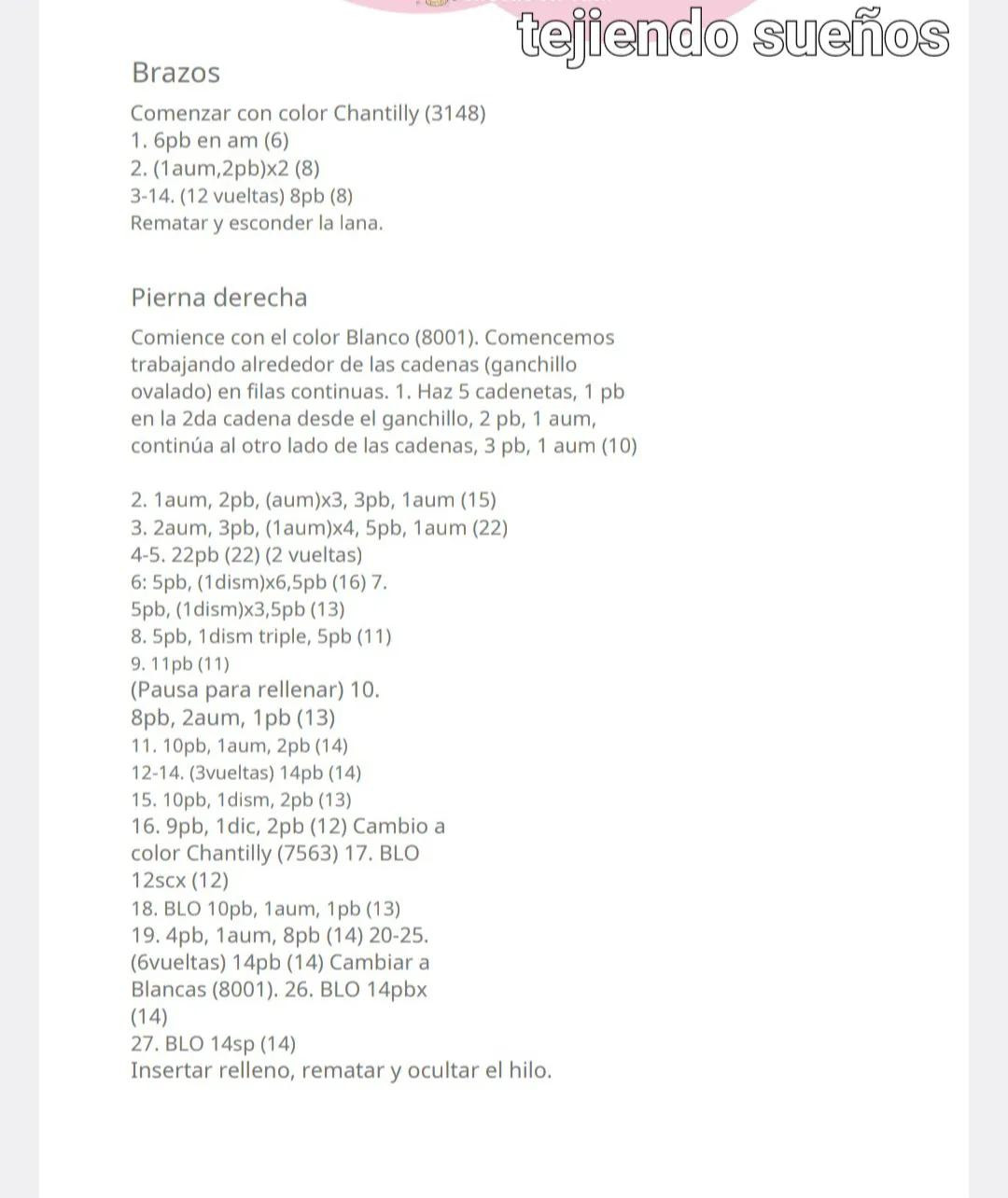 Patrón de amigurumi: Muñeca tejida a crochet con vestido rosa y cabello castaño