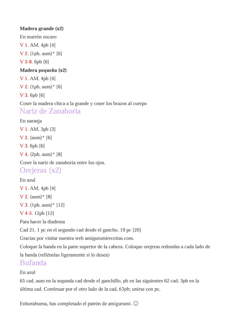 Patrón de Amigurumi Muñeco de Nieve Invierno PDF Gratis