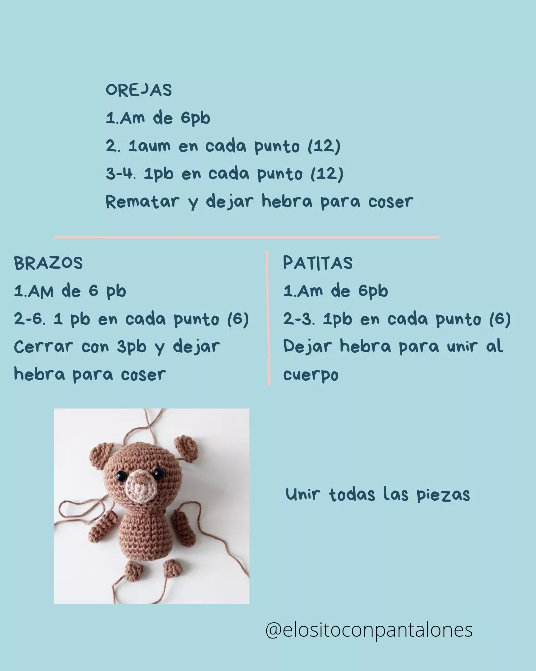 Patrón de Amigurumi Osito Kawi: Guía paso a paso para tejer un oso adorable