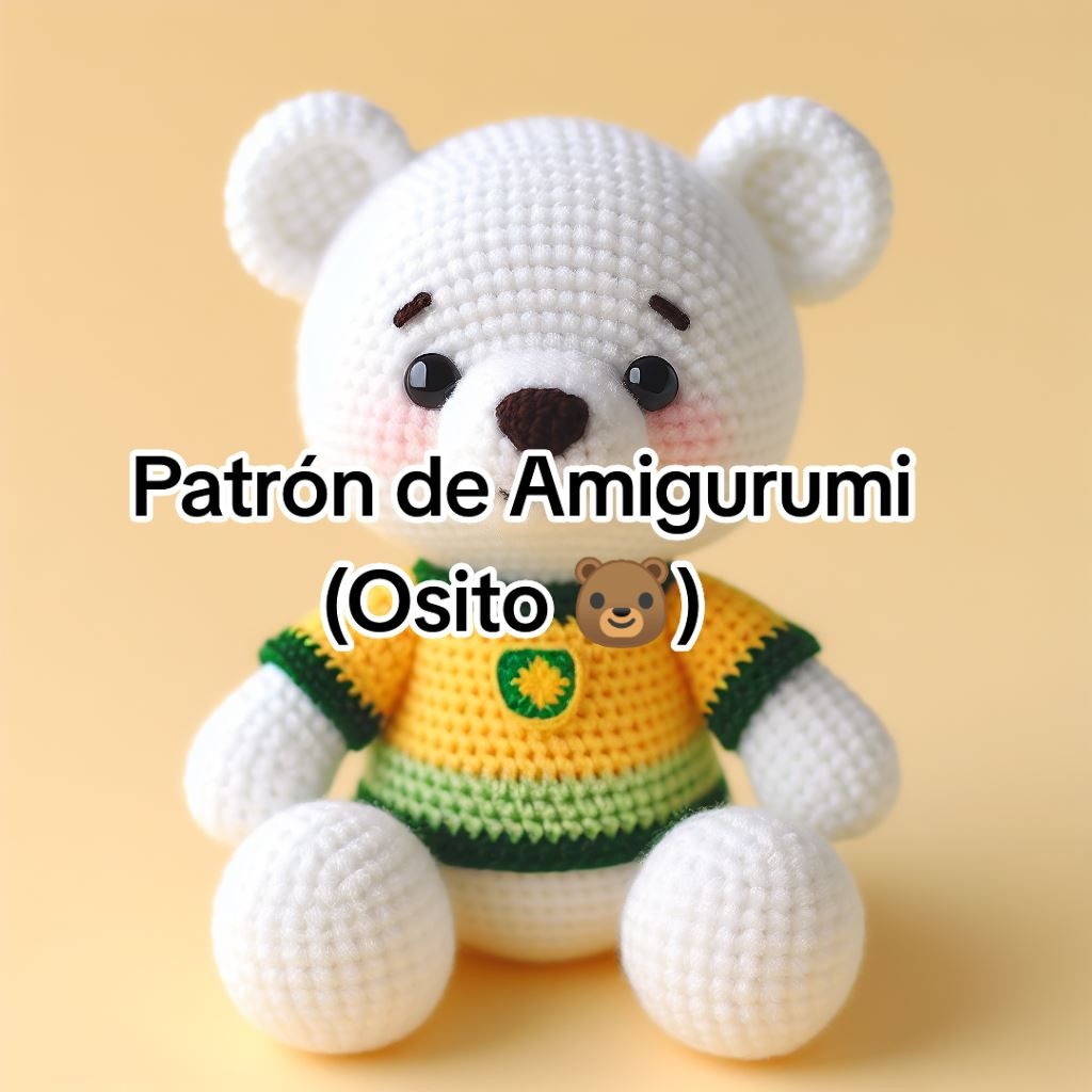Patrón de Amigurumi Osito Tejido a Ganchillo con Colores Amarillo y Azul