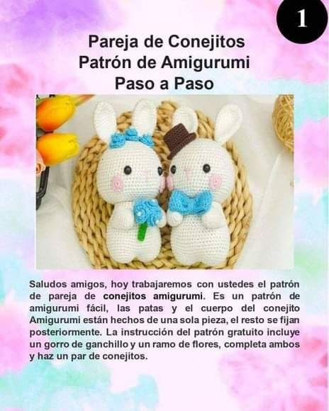 Patrón de Amigurumi Pareja de Conejitos Paso a Paso