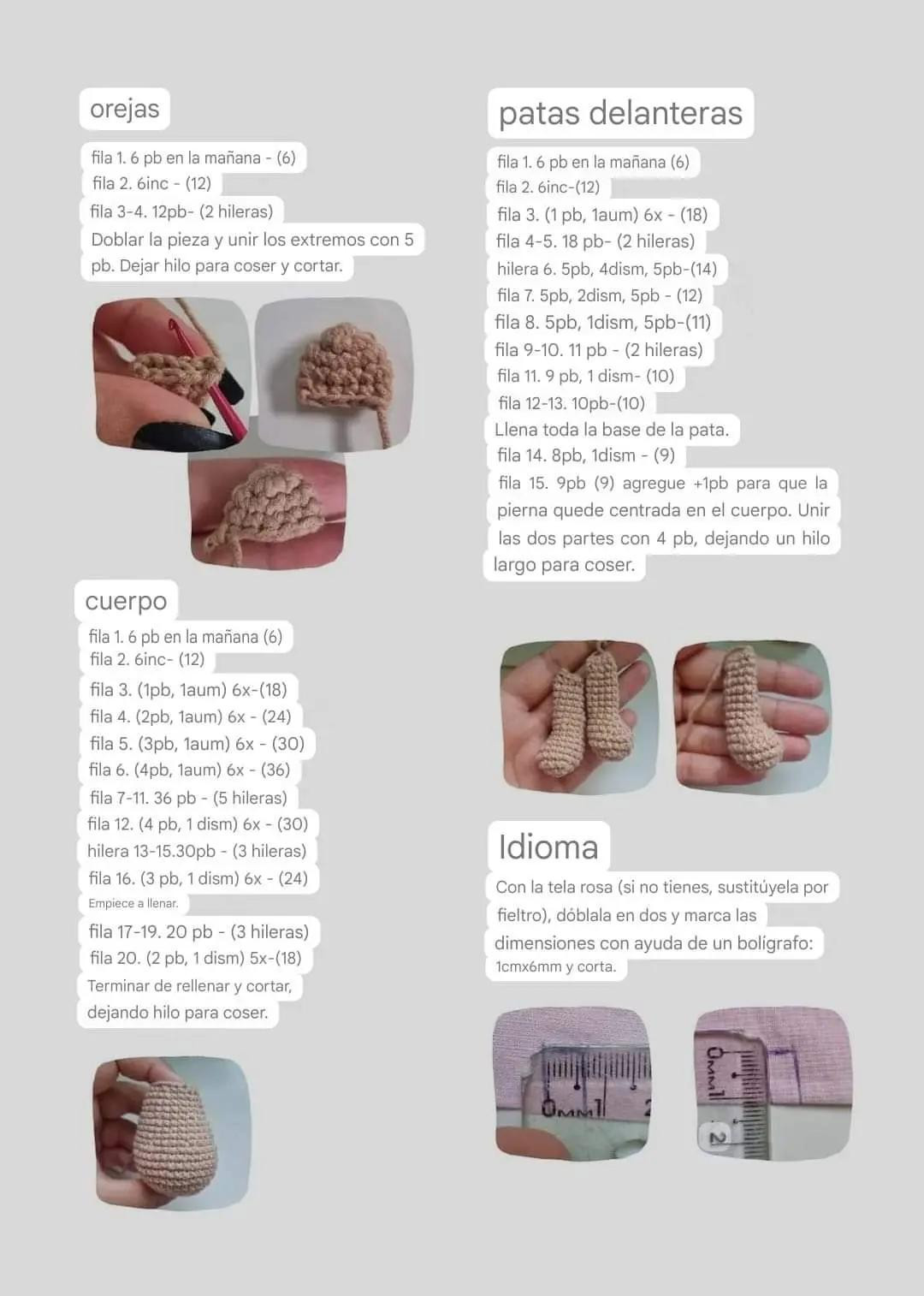 Patrón de Amigurumi Pomerania: Instrucciones detalladas para tejer perro esponjoso con moño rosa