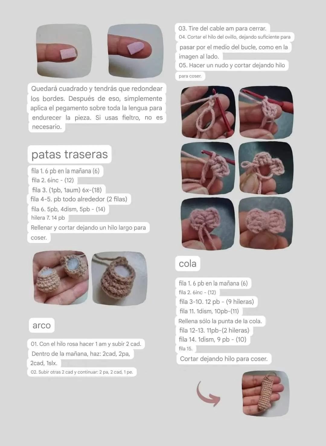 Patrón de Amigurumi Pomerania: Instrucciones detalladas para tejer perro esponjoso con moño rosa