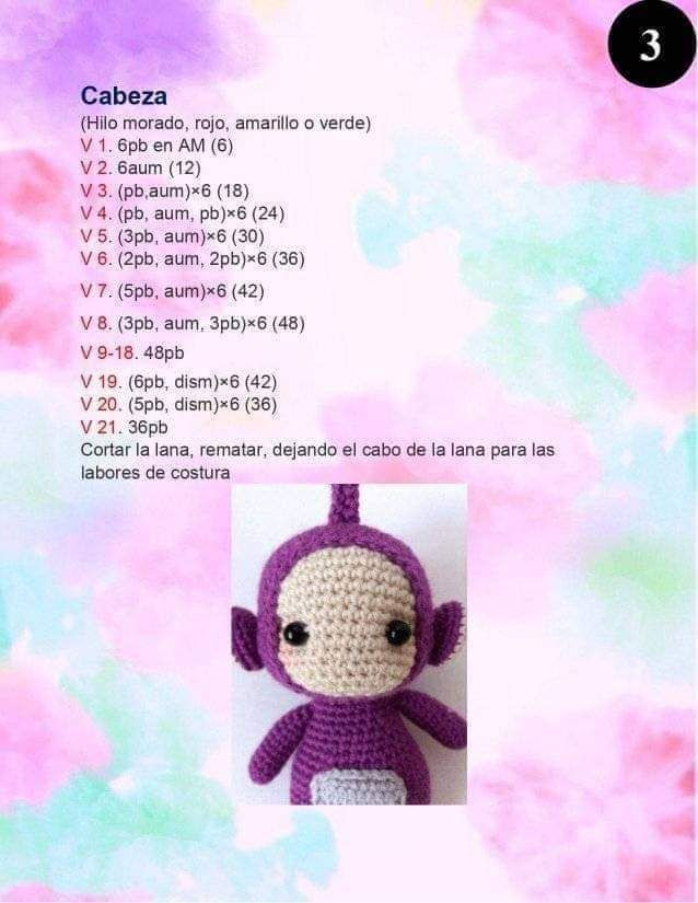 Patrón de Amigurumi Teletubbies Tinky Winky Paso a Paso