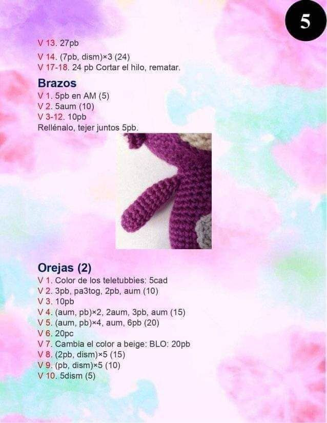 Patrón de Amigurumi Teletubbies Tinky Winky Paso a Paso