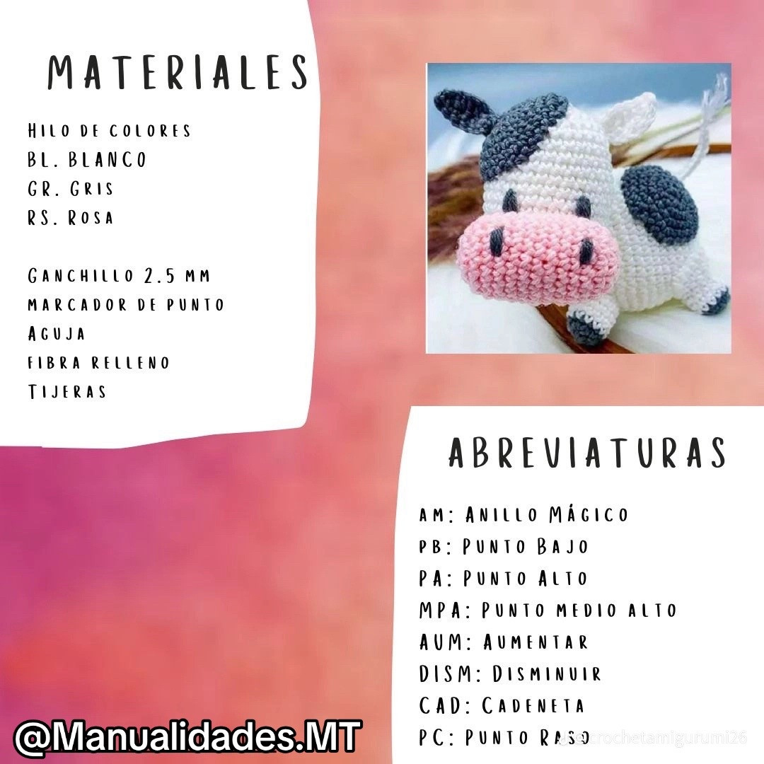 Patrón de Amigurumi Vaquita: Tutorial Paso a Paso con Materiales