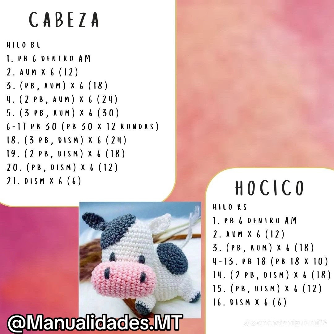 Patrón de Amigurumi Vaquita: Tutorial Paso a Paso con Materiales