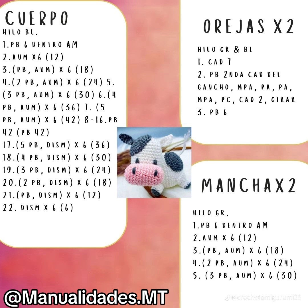 Patrón de Amigurumi Vaquita: Tutorial Paso a Paso con Materiales