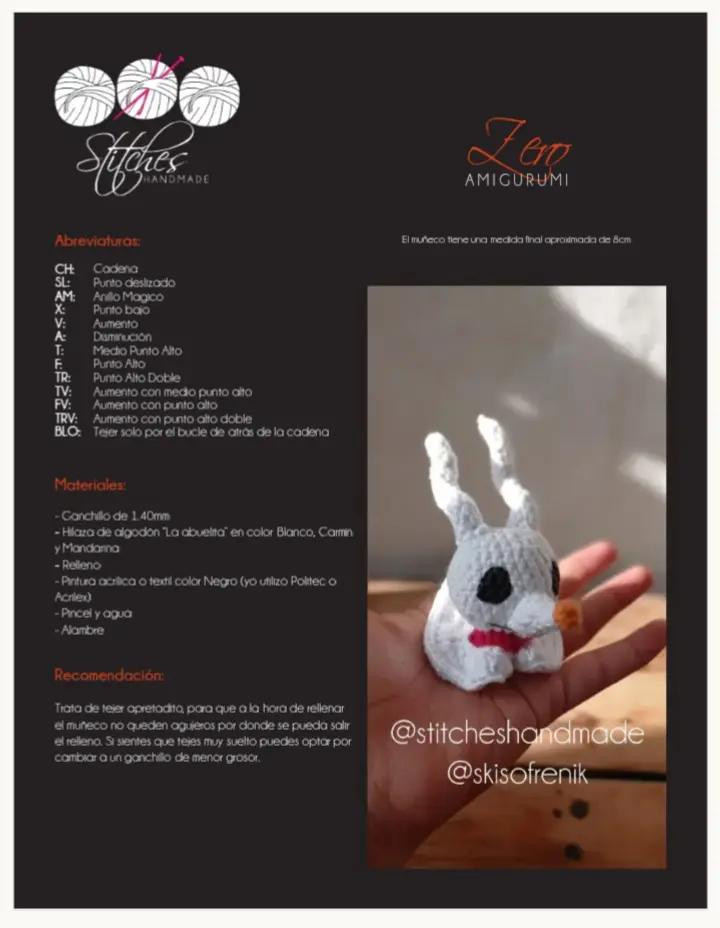 Patrón de Amigurumi Zero el Fantasma de La Noche de los Muertos Vivientes