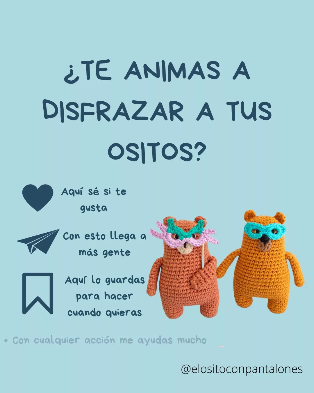 Patrón de Antifaz Carnaval para Osito Marrón