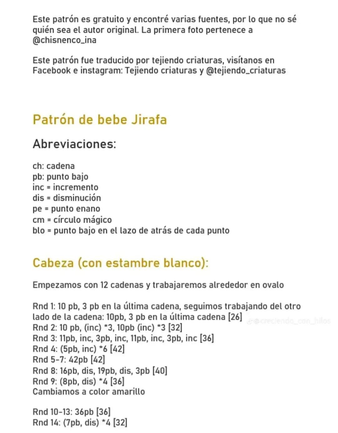 Patrón de bebé Jirafa tejido a crochet amarillo y café