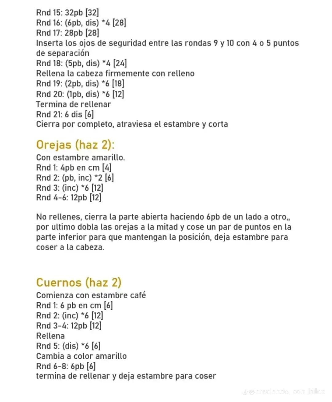 Patrón de bebé Jirafa tejido a crochet amarillo y café