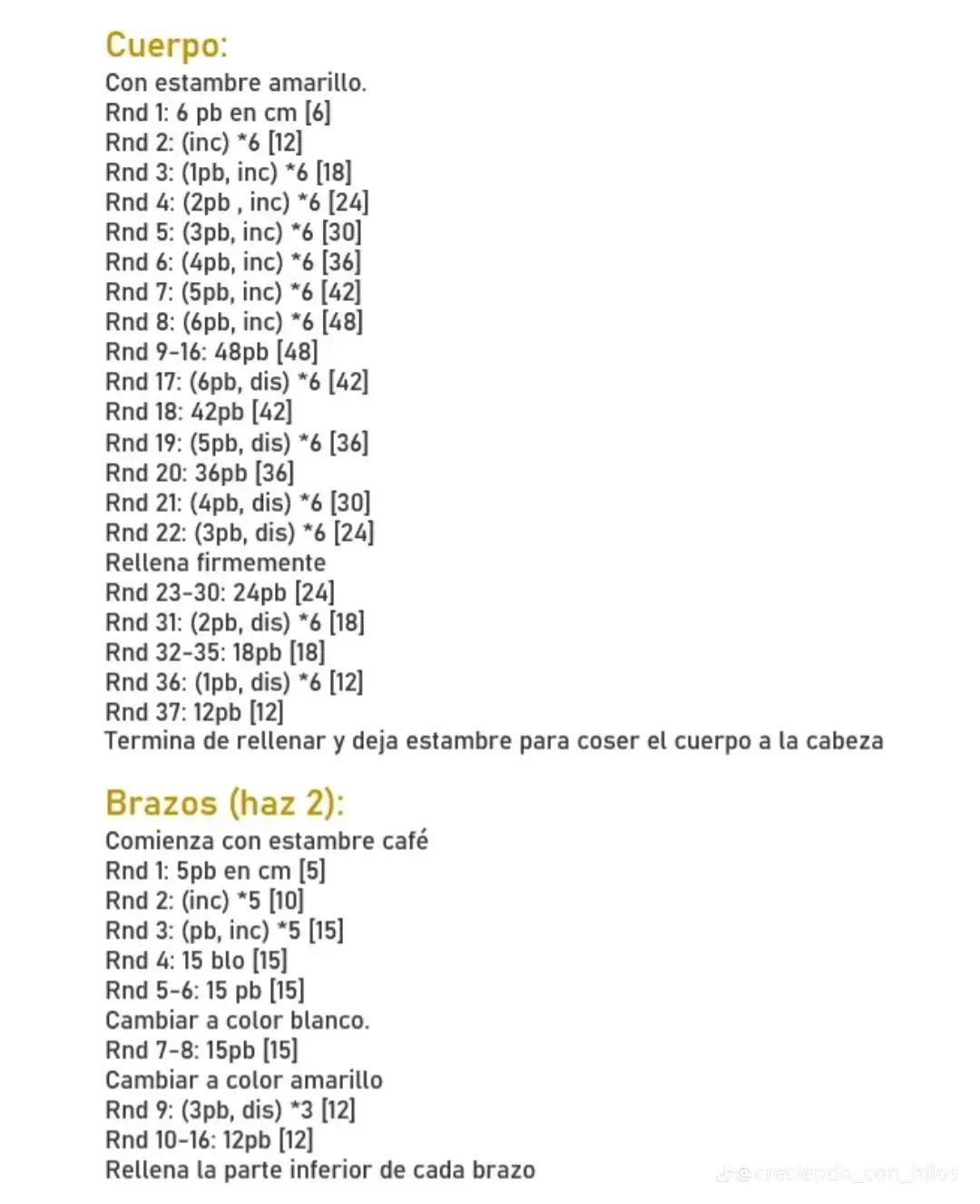 Patrón de bebé Jirafa tejido a crochet amarillo y café