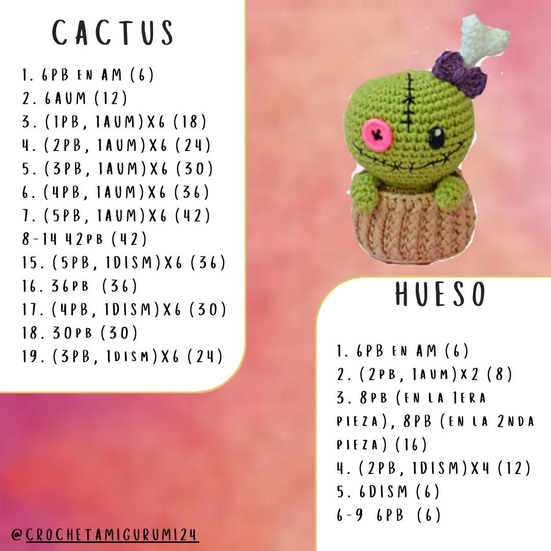 Patrón de Cactus Amigurumi Paso a Paso