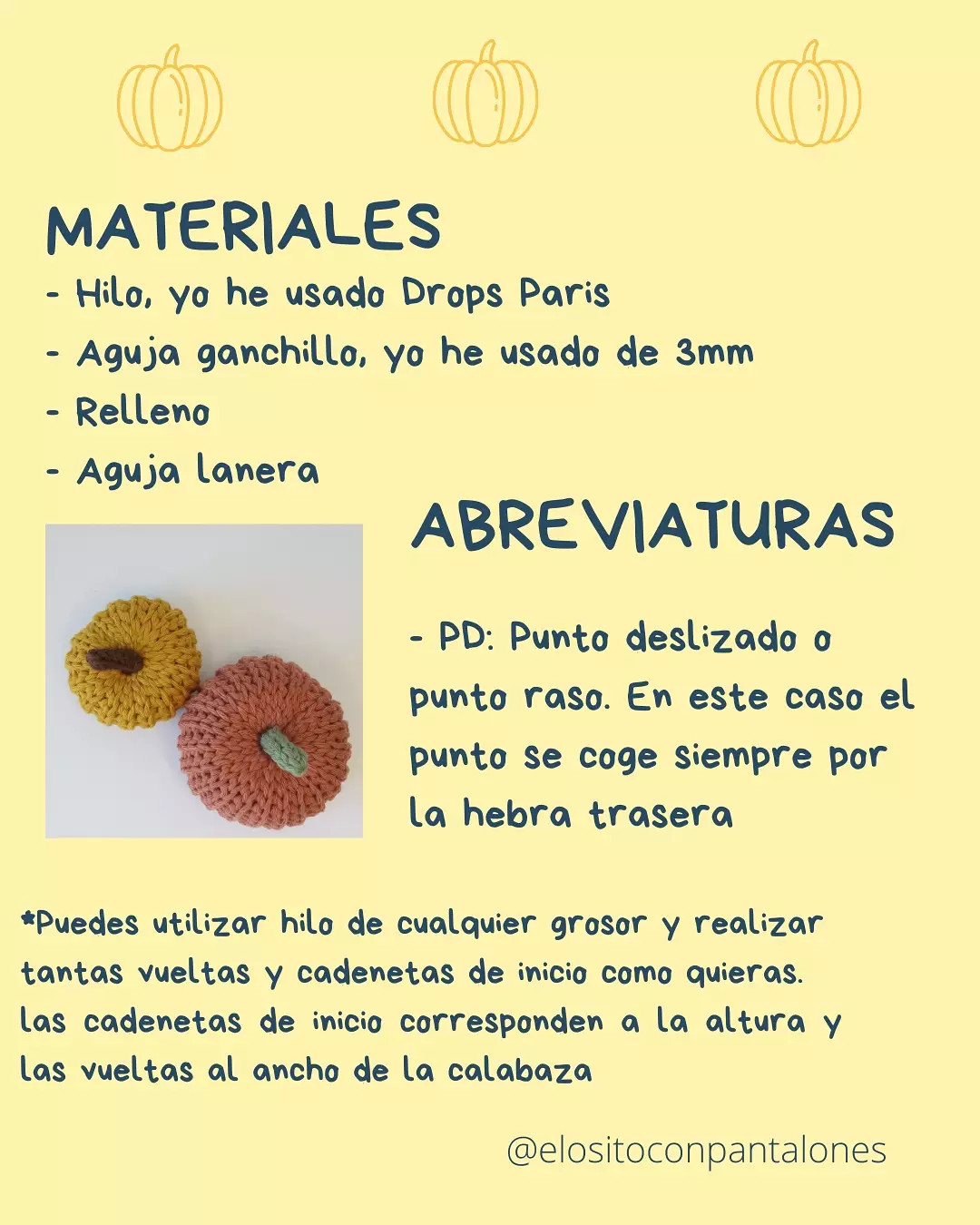 Patrón de Calabaza Fácil: Tutorial Paso a Paso para Móc Len con Hilo Drops Paris y Aguja de 3mm