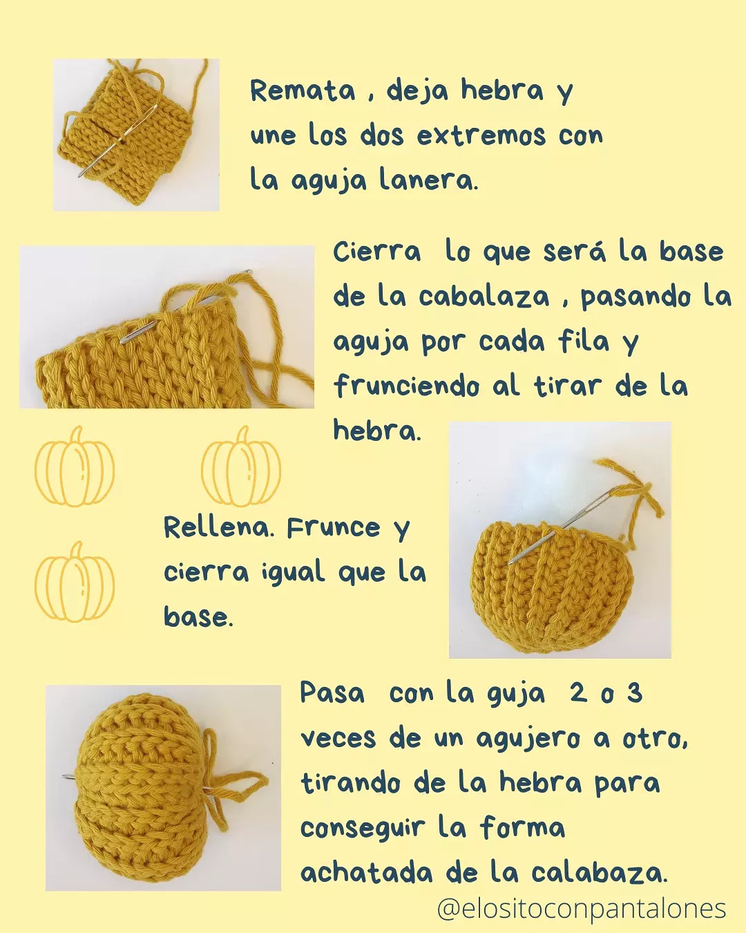 Patrón de Calabaza Fácil: Tutorial Paso a Paso para Móc Len con Hilo Drops Paris y Aguja de 3mm