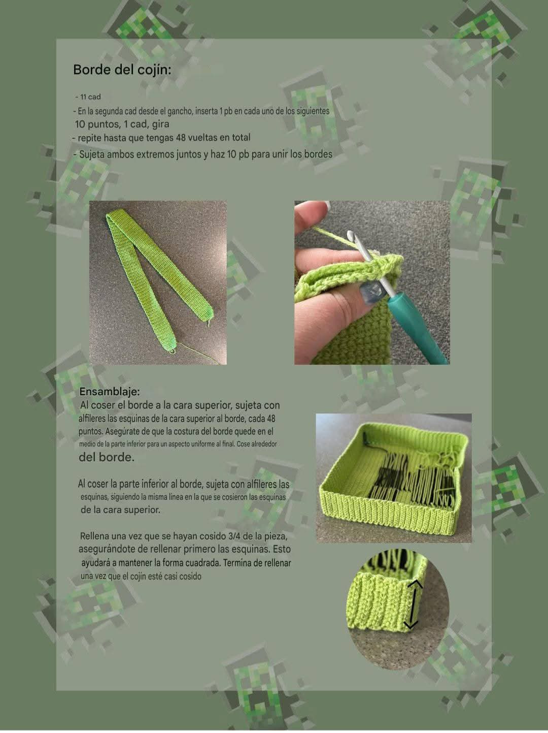 Patrón de cojín Creeper Minecraft gratis