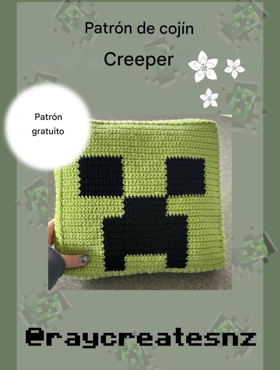 Patrón de cojín Creeper Minecraft gratis
