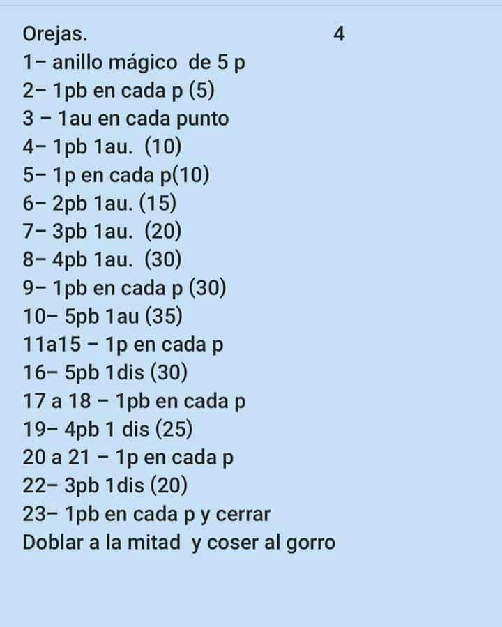 Patrón de Conejo Amigurumi Azul y Crema