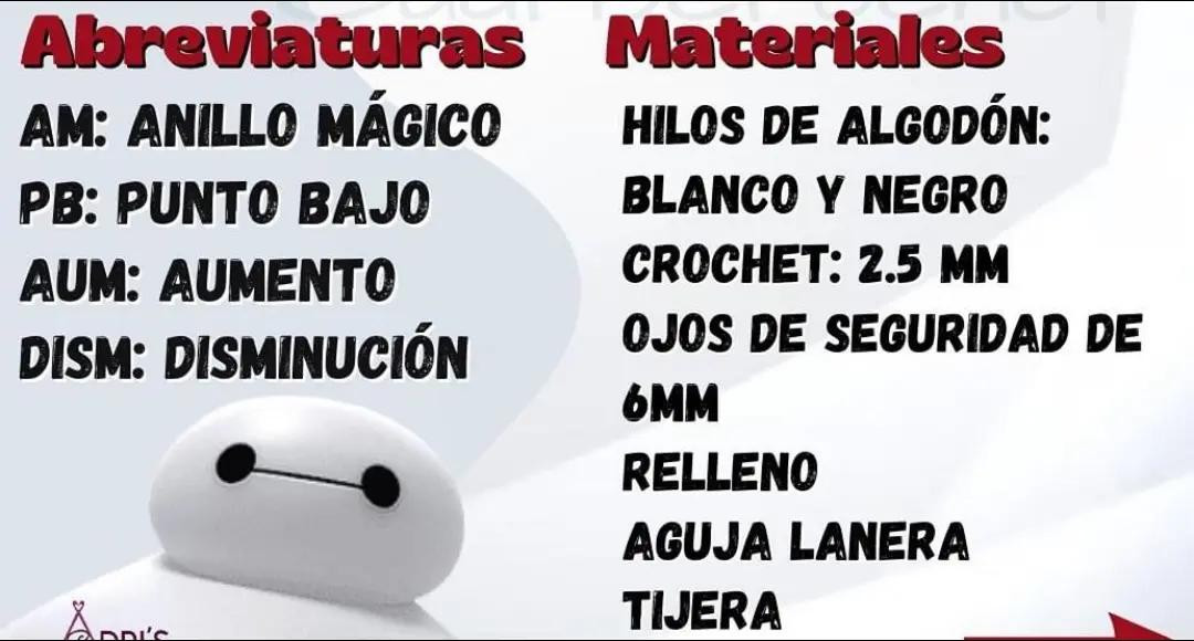 Patrón de crochet amigurumi Baymax mini blanco y negro