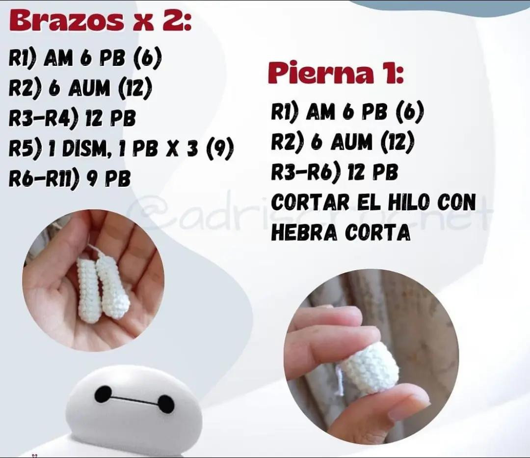 Patrón de crochet amigurumi Baymax mini blanco y negro