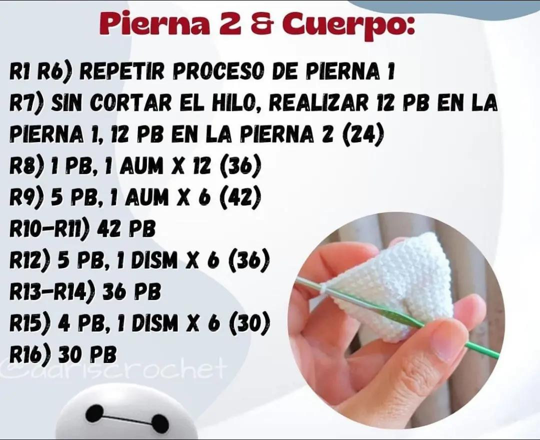 Patrón de crochet amigurumi Baymax mini blanco y negro