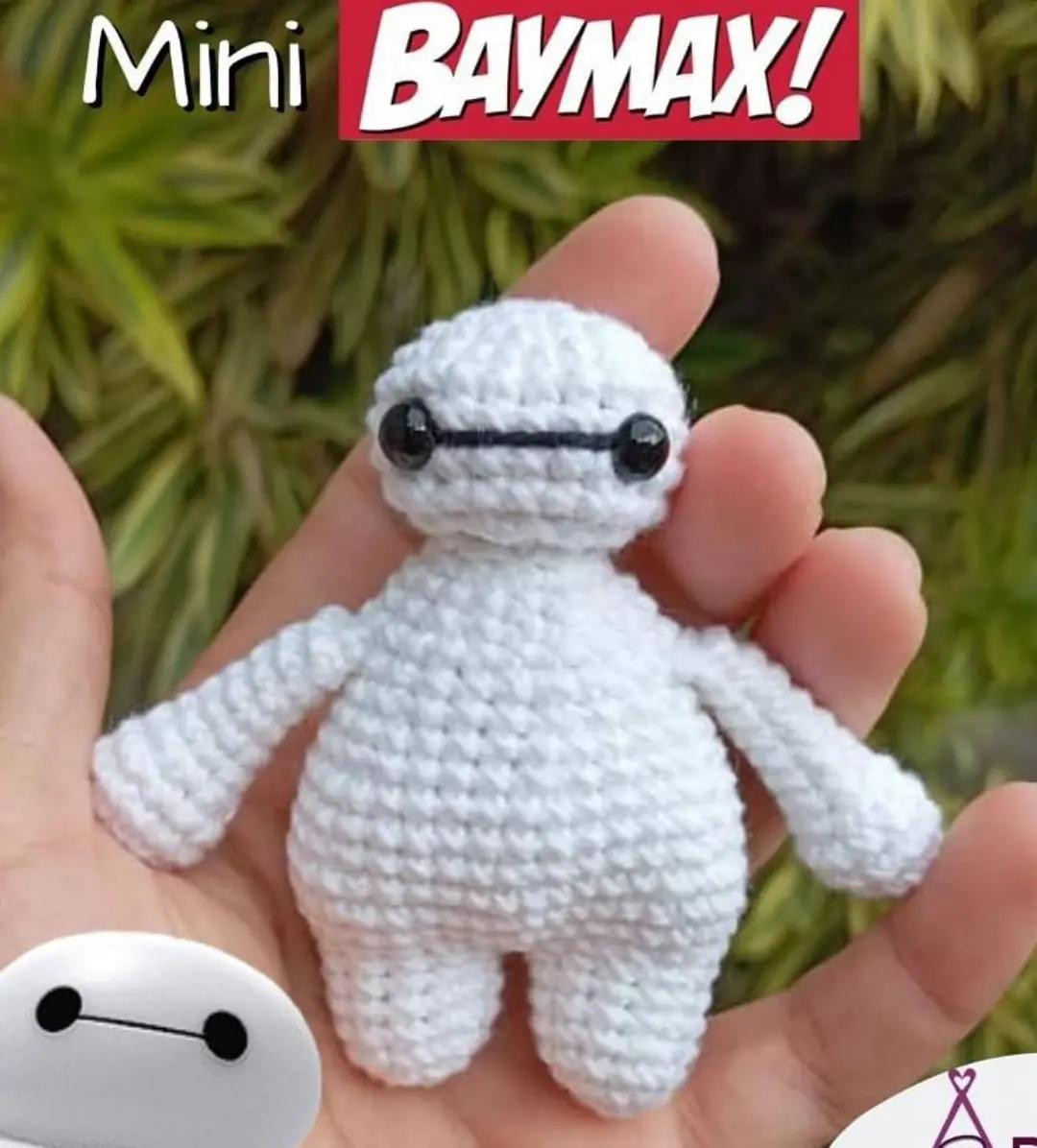 Patrón de crochet amigurumi Baymax mini blanco y negro