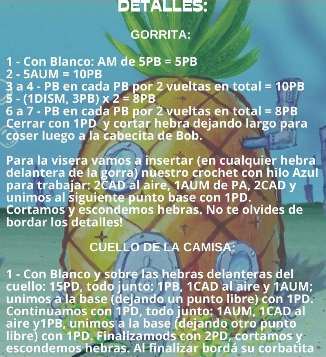 Patrón de Crochet Amigurumi Bob Esponja Mini Llavero Gratis con Guía de Abreviaturas