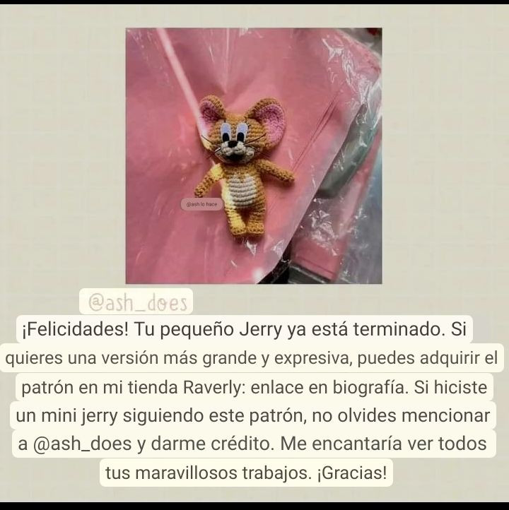 Patrón de crochet amigurumi Jerry pequeño