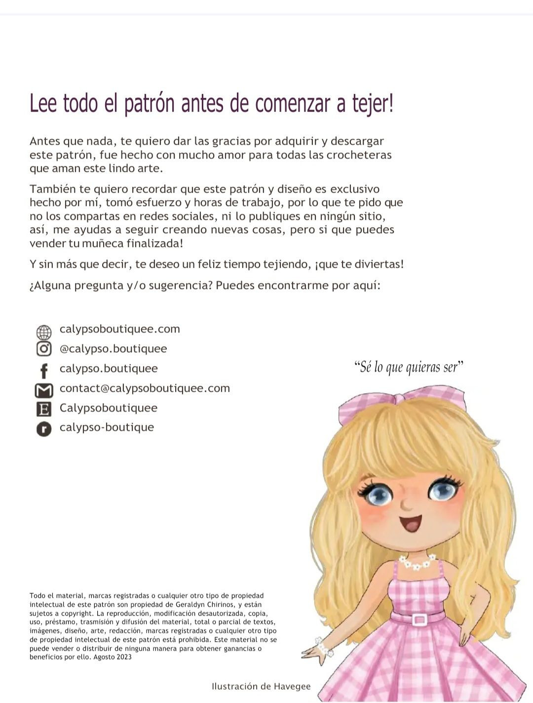 Patrón de Crochet Barbie: Muñeca Amigurumi con Vestido a Cuadros Rosa y Rubia