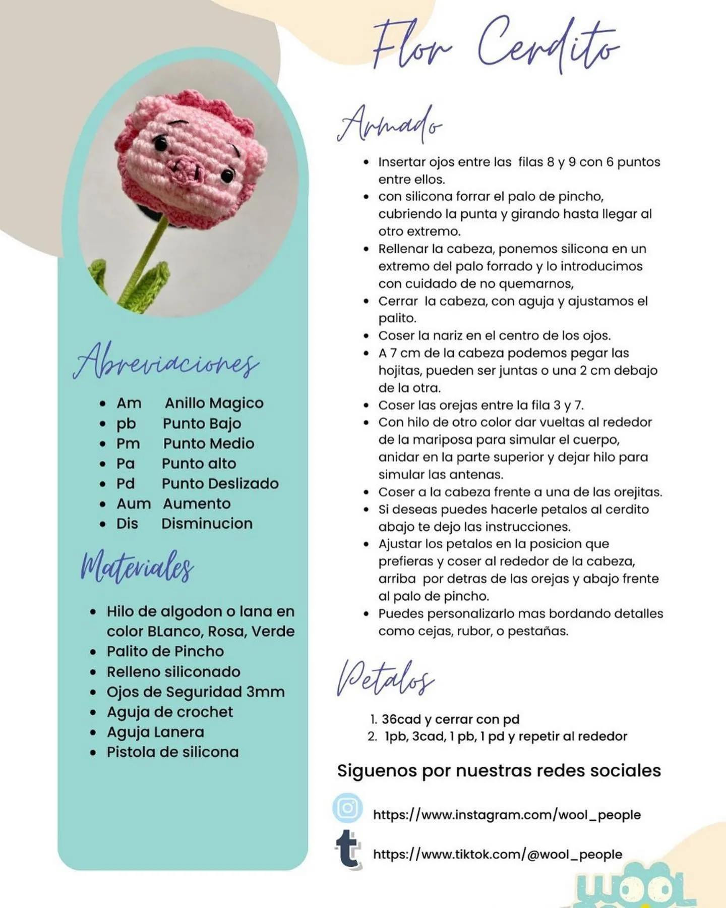 Patrón de Crochet Flor Cerdito: Guía Completa