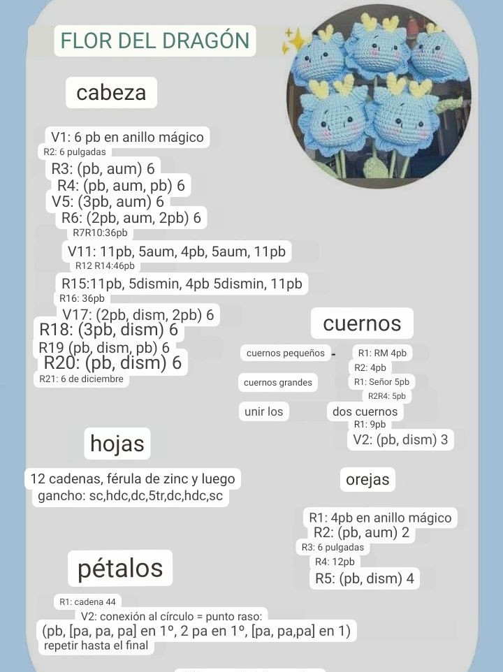 Patrón de Crochet: Flores con Cabezas de Animales (Cerdos, Osos, Dragones, Conejos)